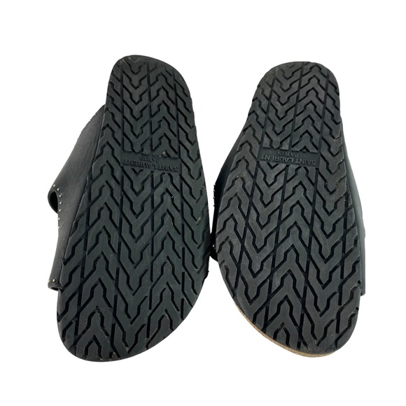 SAINT LAURENT Black Leather Jimmy Stud Straps Slides Women Made in Italy 41-10US - Picture 12 of 13